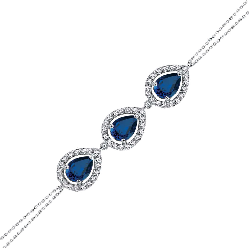 1.80 Karat 3 Taş Pırlanta Safir Bileklik