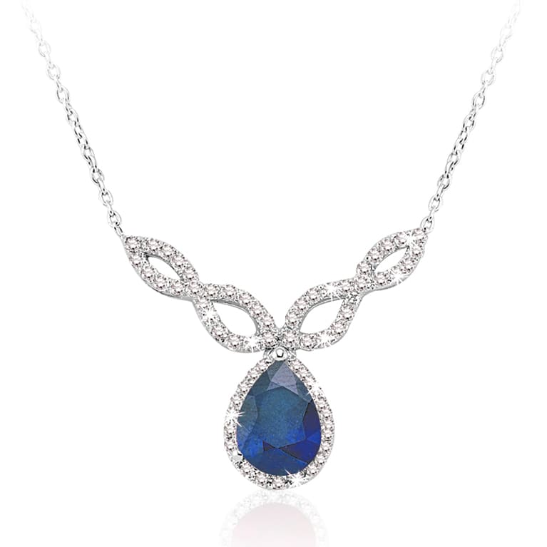 1.36 Karat Pırlanta Safir Kolye