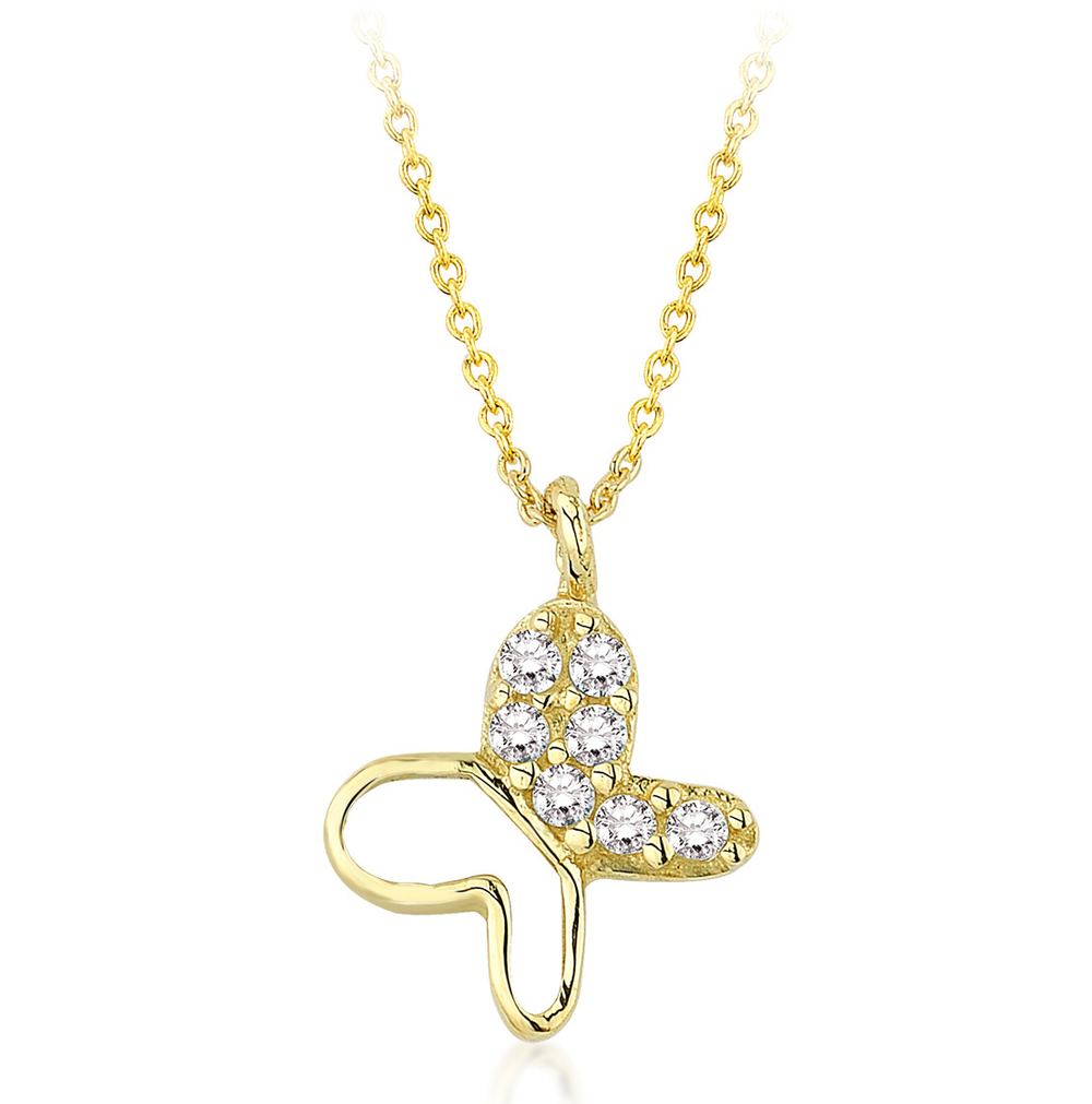 0.04 Karat Pırlanta Kelebek Kolye