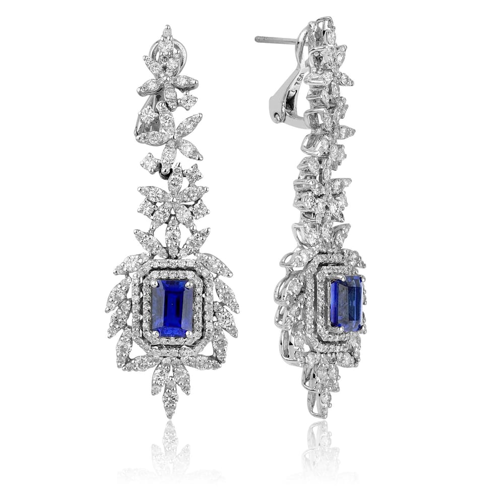 10.24 Karat Pırlanta Safir Küpe