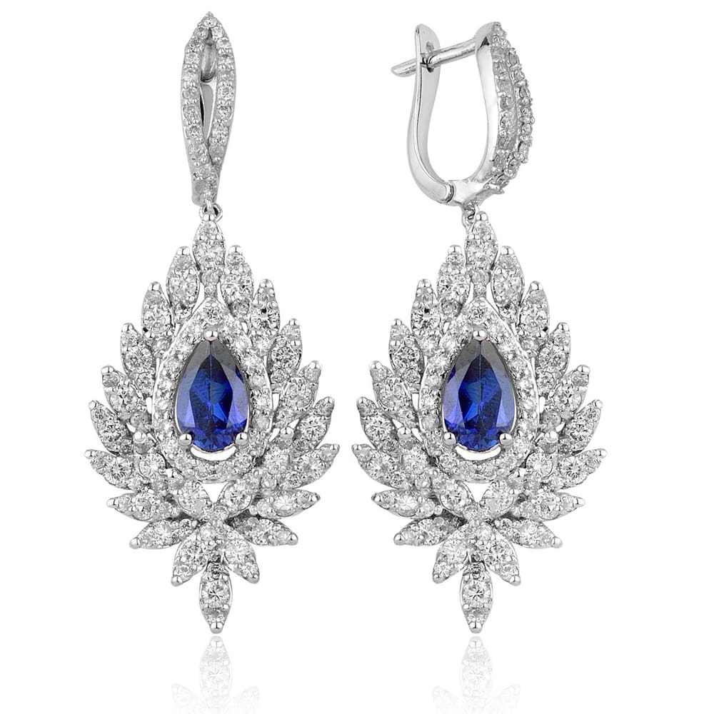 4.78 Karat Pırlanta Safir Küpe