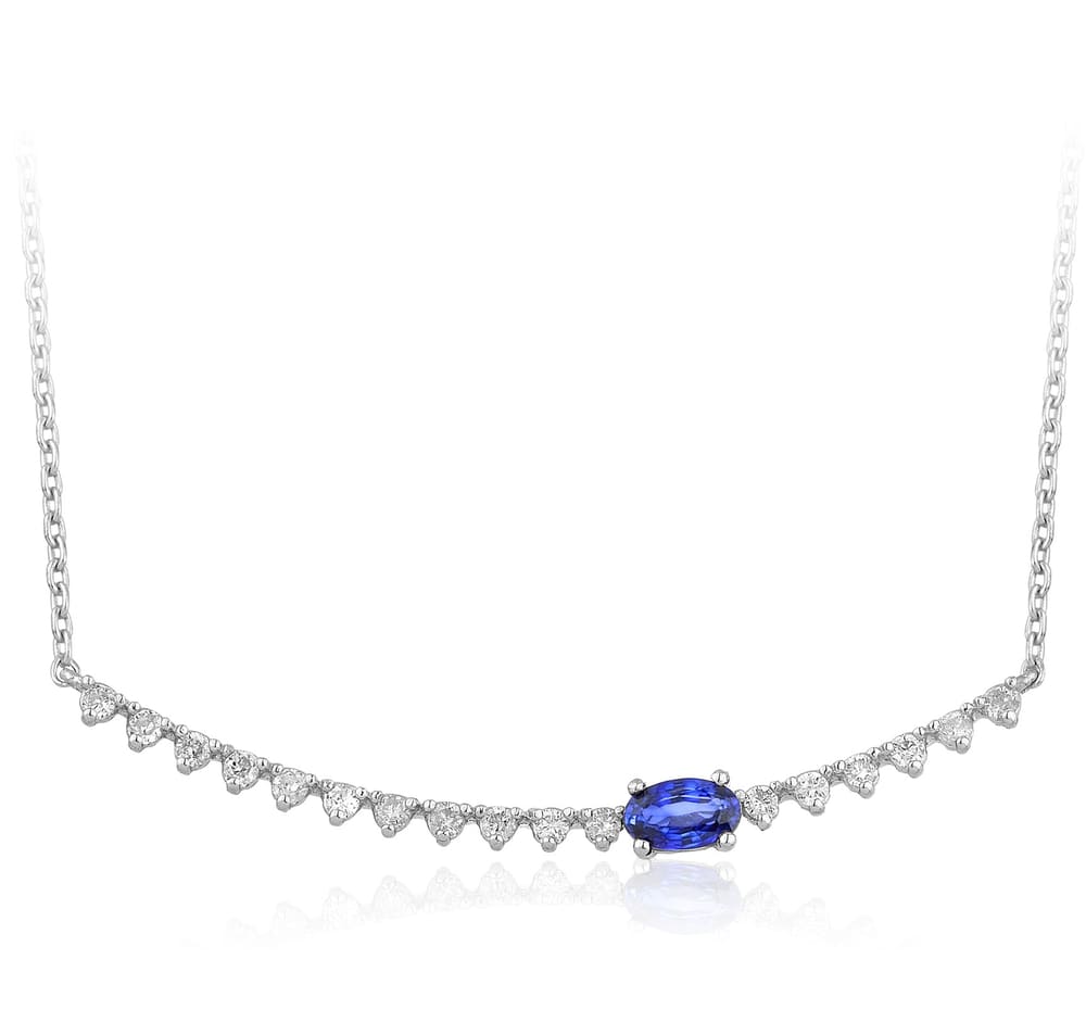 0.55 Karat Pırlanta Safir Kolye