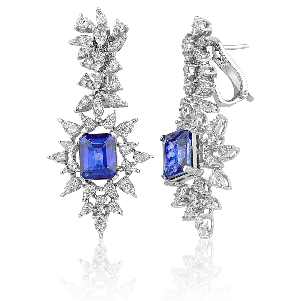 9.20 Karat Pırlanta Safir Küpe