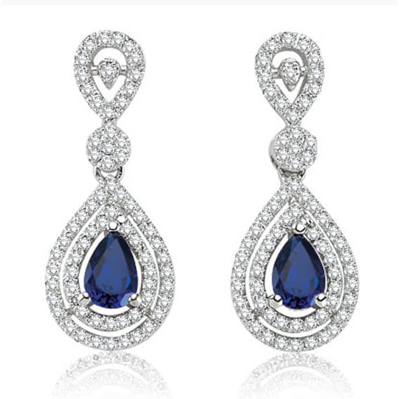 1.76 Karat Pırlanta Safir Küpe