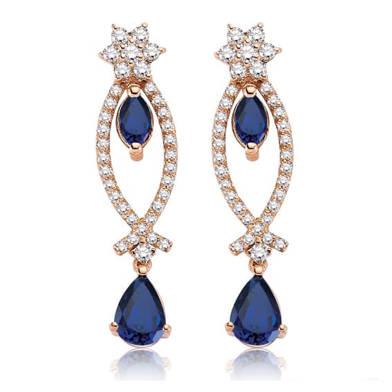2.00 Karat Pırlanta Safir Küpe
