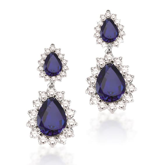 3.00 Karat Pırlanta Safir Küpe