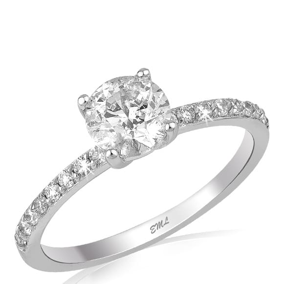 0.90 Karat Pırlanta Kolu Taşlı Tektaş Yüzük