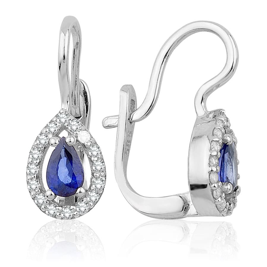 0.60 Karat Pırlanta Safir Küpe