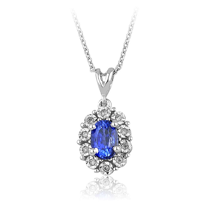 0.74 Karat Pırlanta Safir Kolye