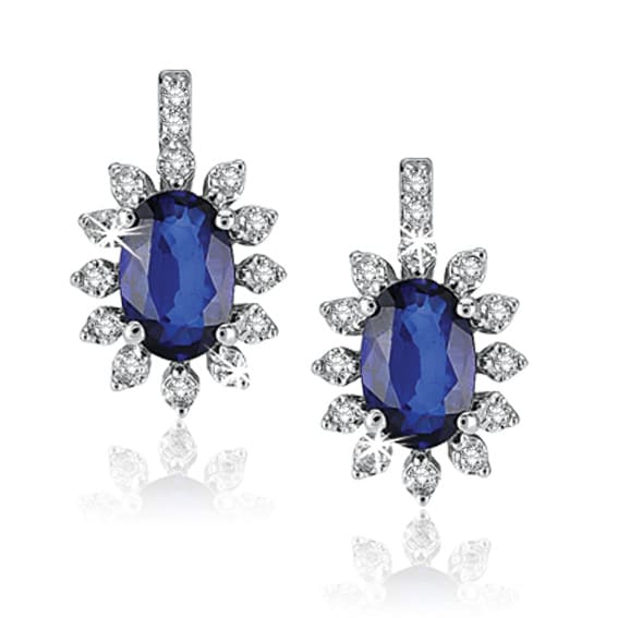 1.28 Karat Pırlanta Safir Küpe