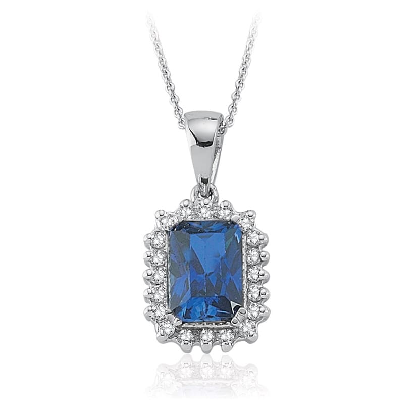 1.54 Karat Pırlanta Safir Baget Kolye
