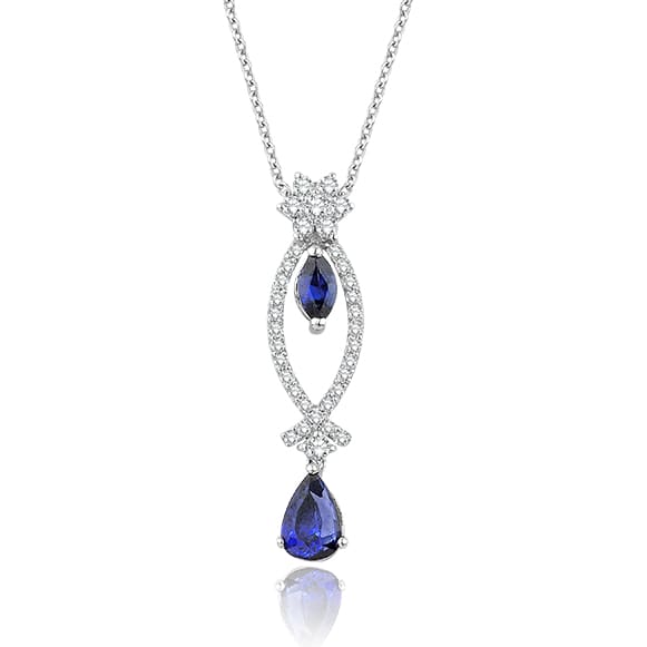 1.10 Karat Pırlanta Safir Kolye