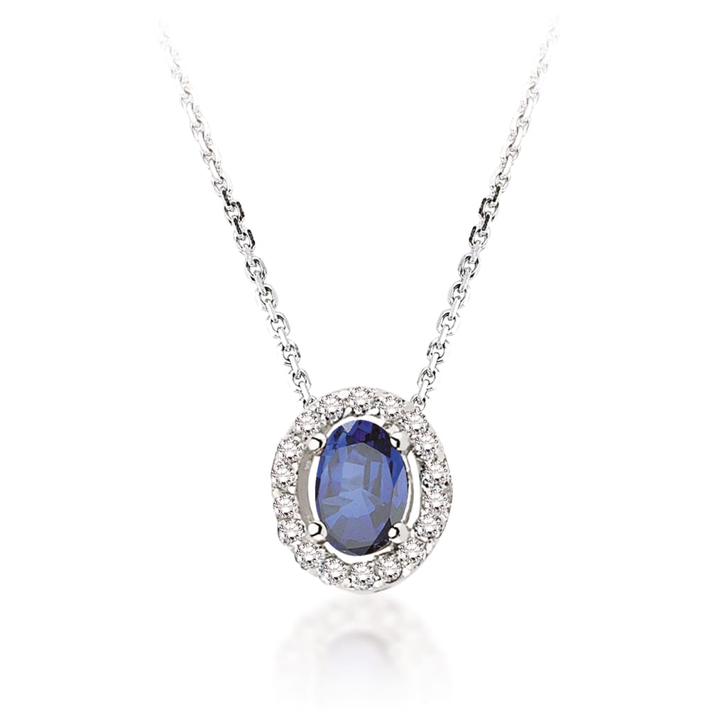 0.38 Karat Pırlanta Safir Kolye