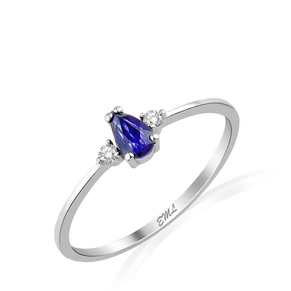 0.39 Karat Pırlanta Safir Yüzük