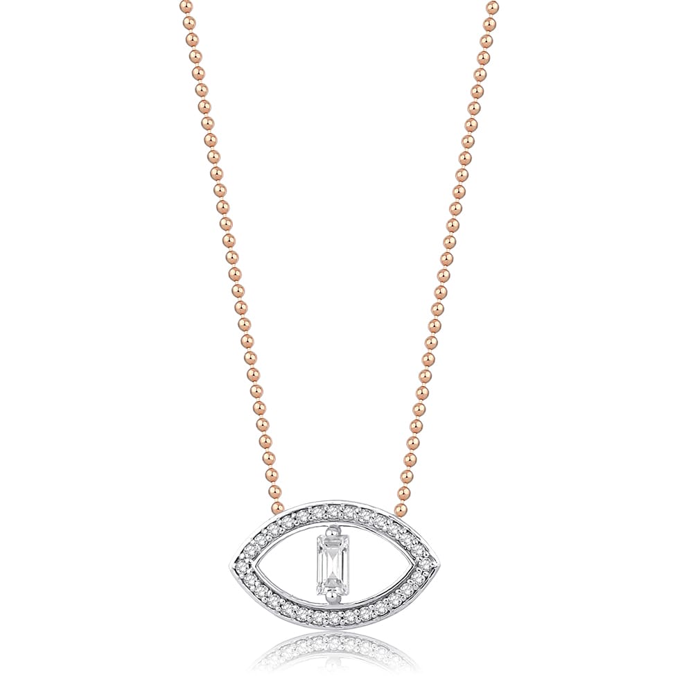 0.43 Karat Pırlanta Göz Baget Kolye