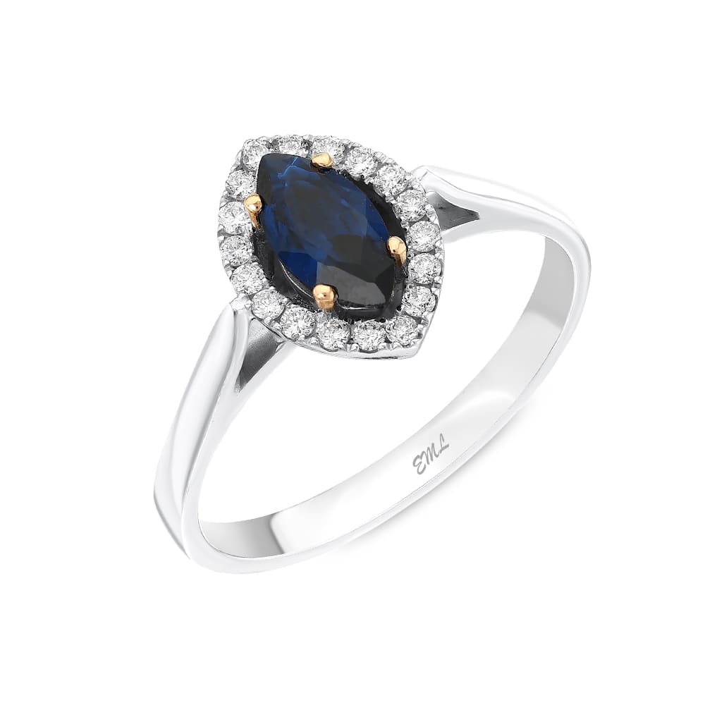 0.68 Karat Pırlanta Safir Yüzük