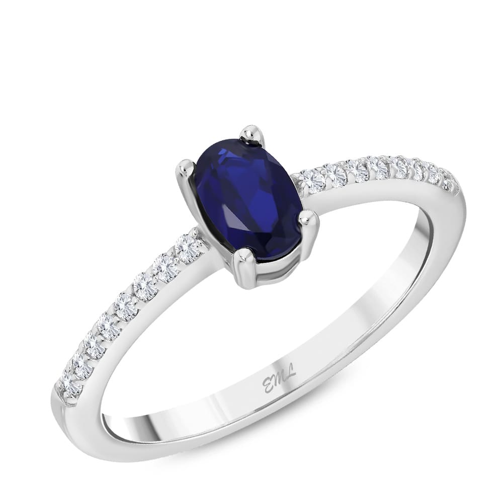 0.70 Karat Pırlanta Safir Yüzük