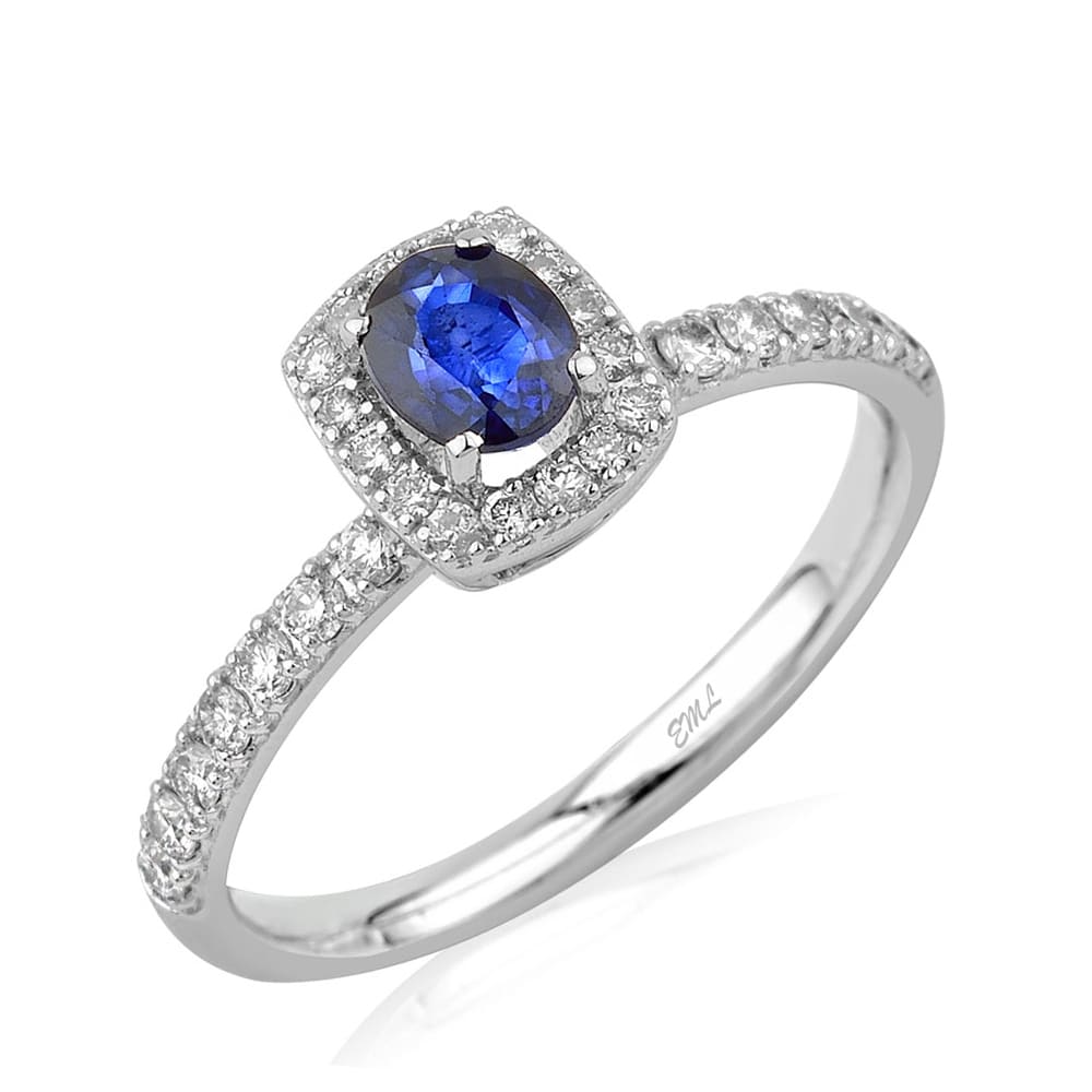 0.70 Karat Pırlanta Safir Yüzük