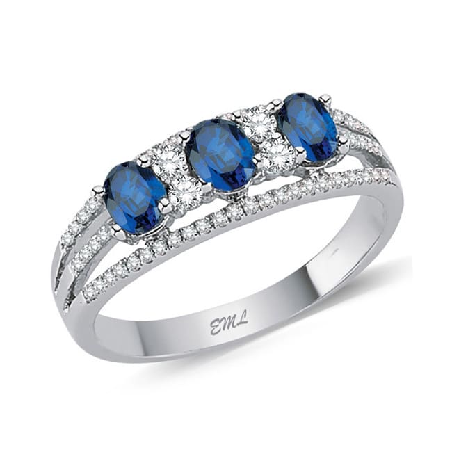 0.83 Karat Pırlanta Safir Yüzük