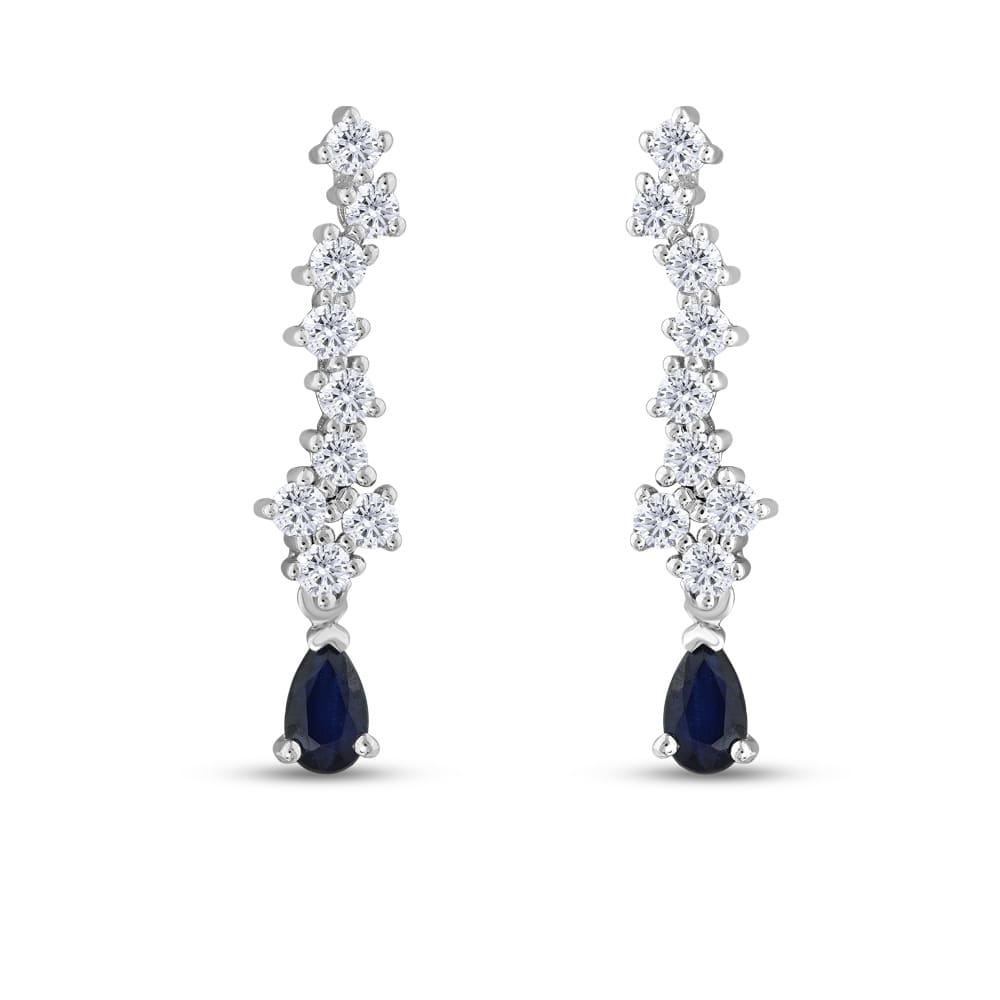 0.88 karat Pırlanta Safir Küpe