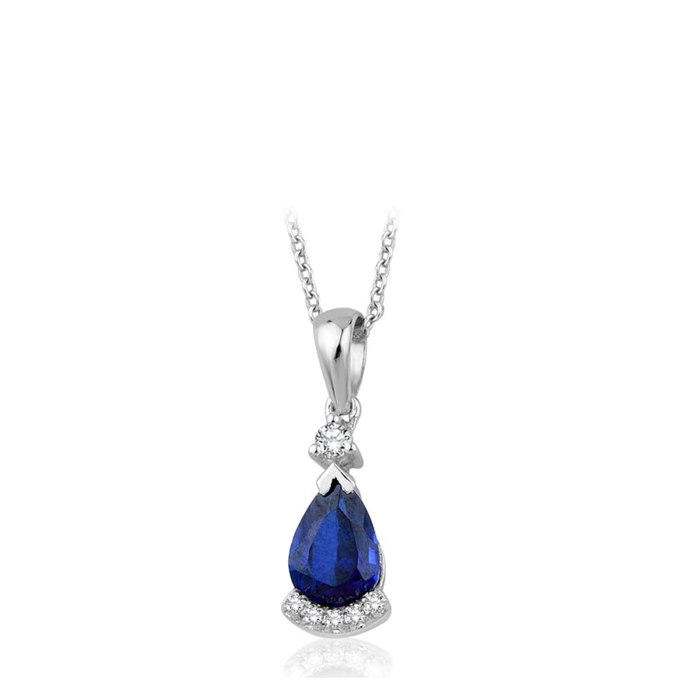 0.90 Karat Pırlanta Safir Kolye