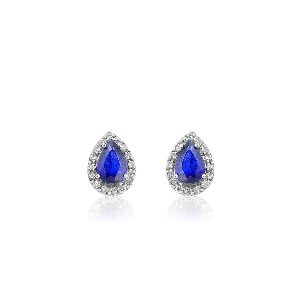 0.94 Karat Pırlanta Safir Küpe