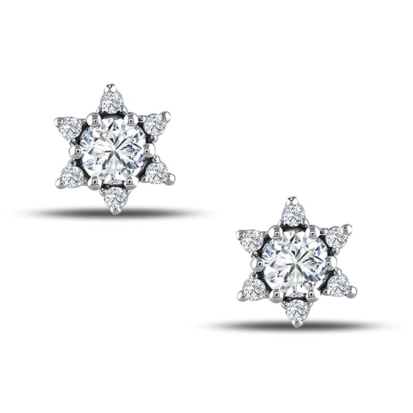 0.95 Karat Pırlanta Beyaz Safir Küpe