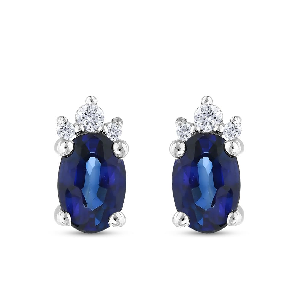 0.97 karat Pırlanta Safir Küpe