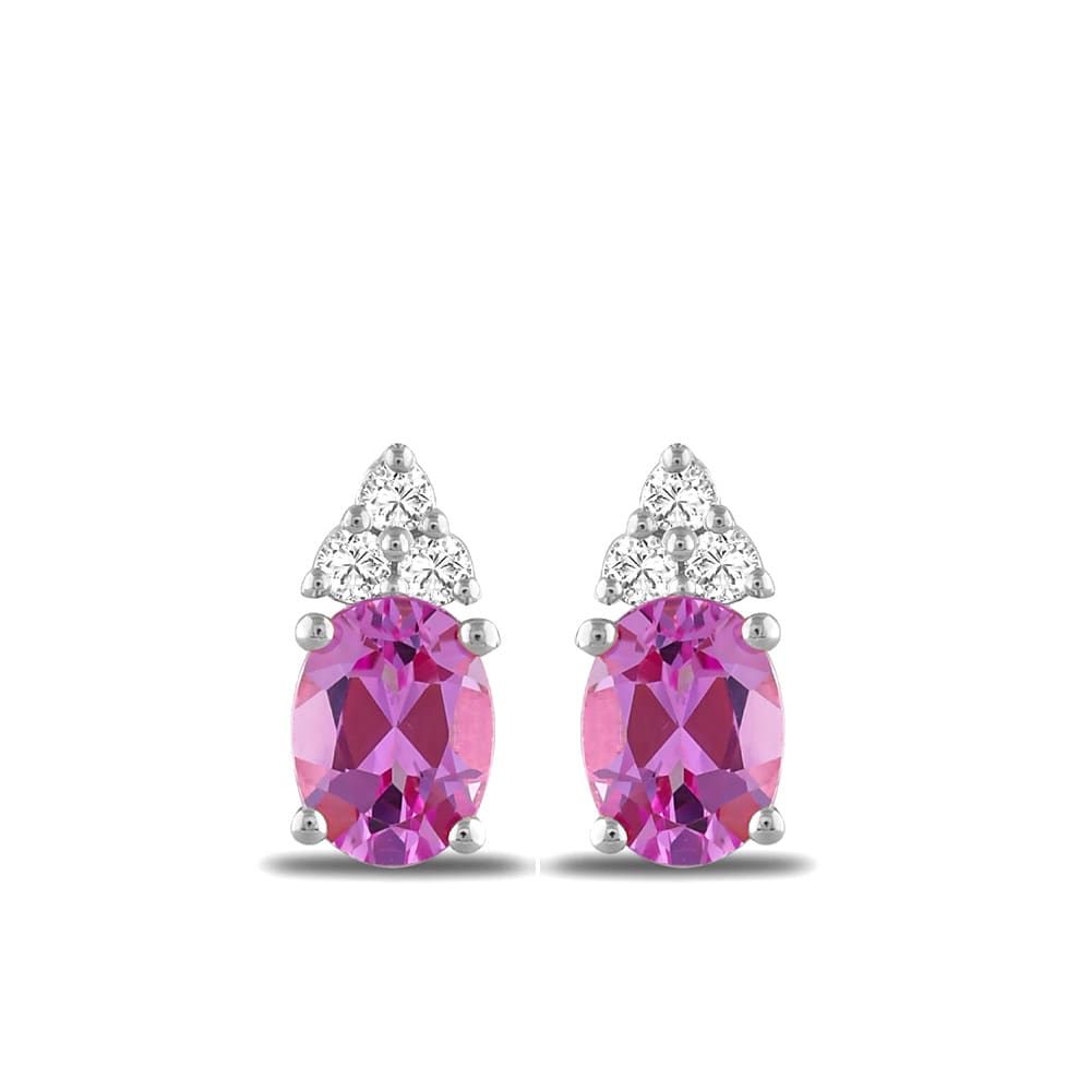 1.35 Karat Pırlanta Pembe Safir Küpe