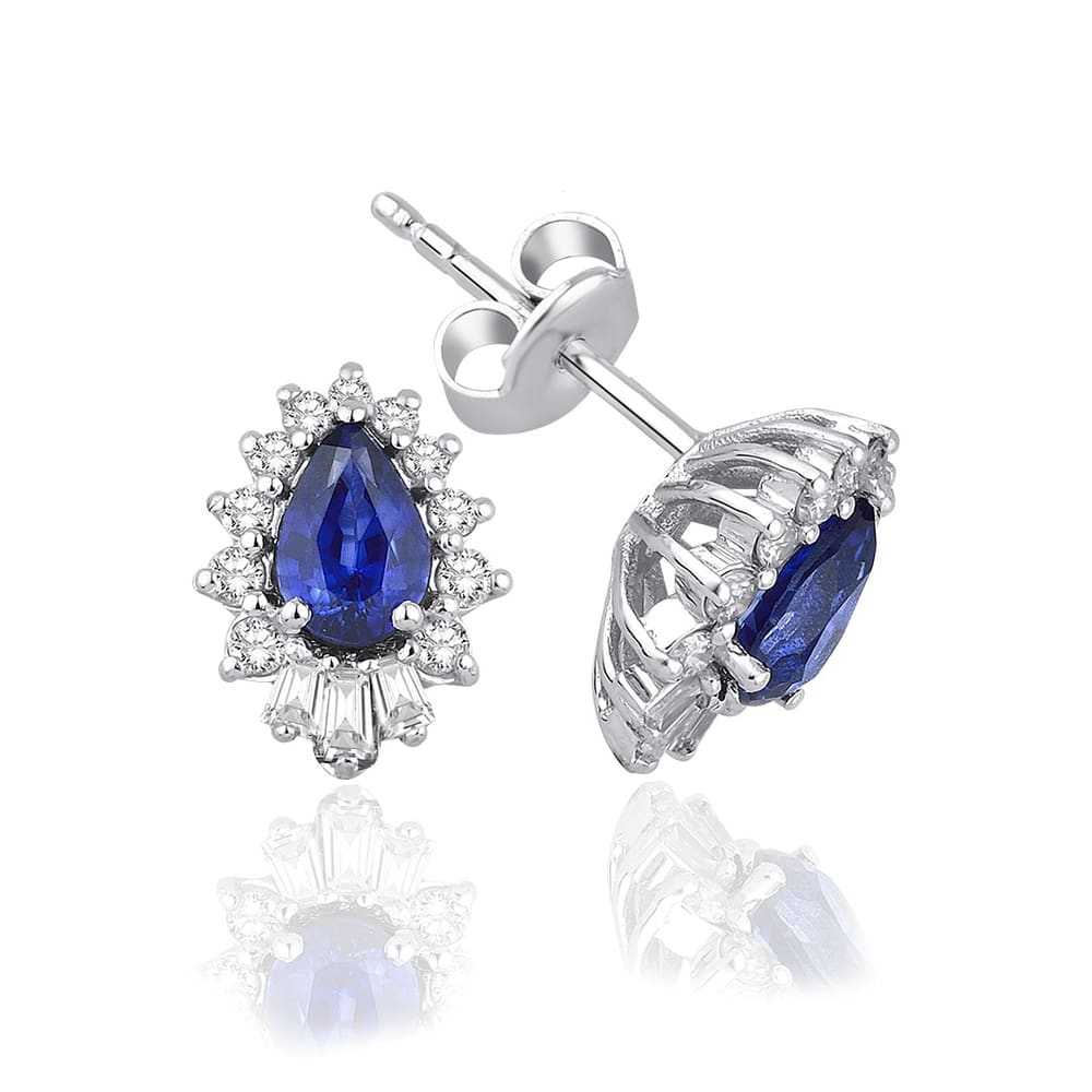 1.39 Karat Pırlanta Safir Küpe