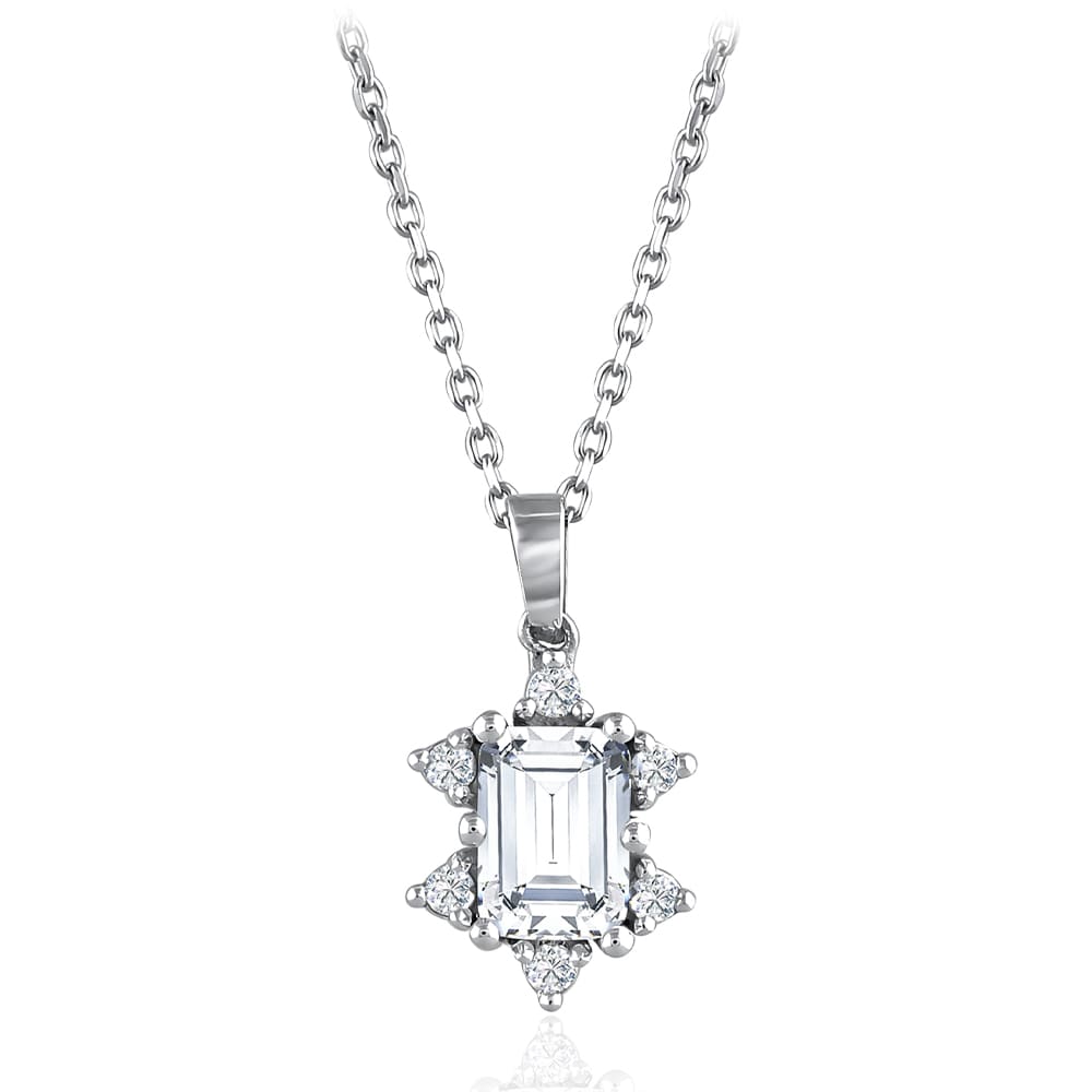 1.68 Karat Pırlanta Beyaz Safir Baget Kolye