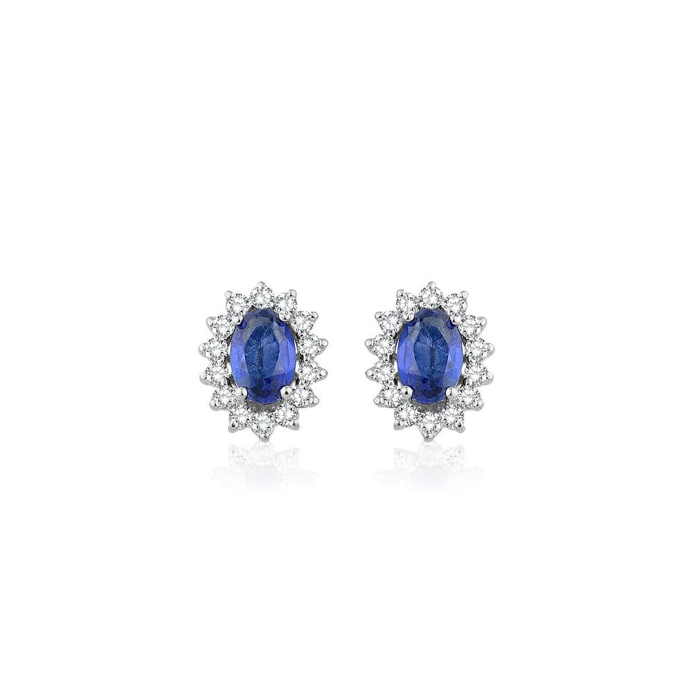 1.71 Karat Pırlanta Safir Küpe