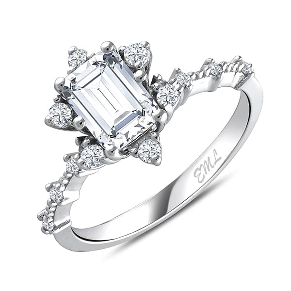 1.75 Karat Pırlanta Beyaz Safir Baget Vintage Yüzük