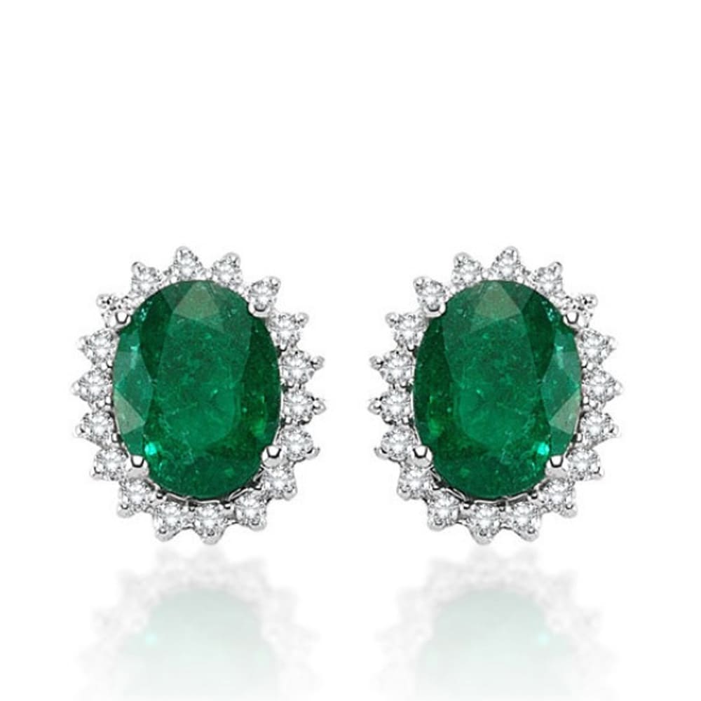 1.82 Karat Pırlanta Zümrüt Küpe