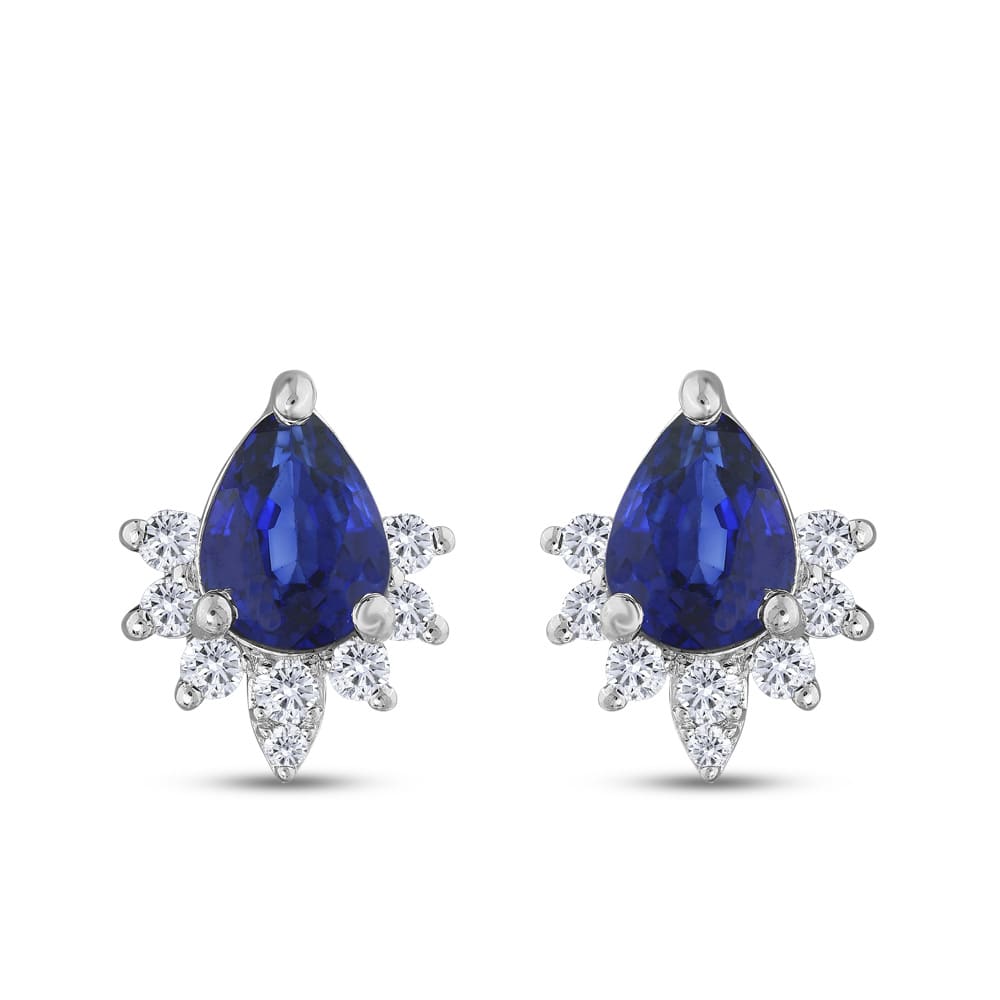 1.96 karat Pırlanta Safir Küpe