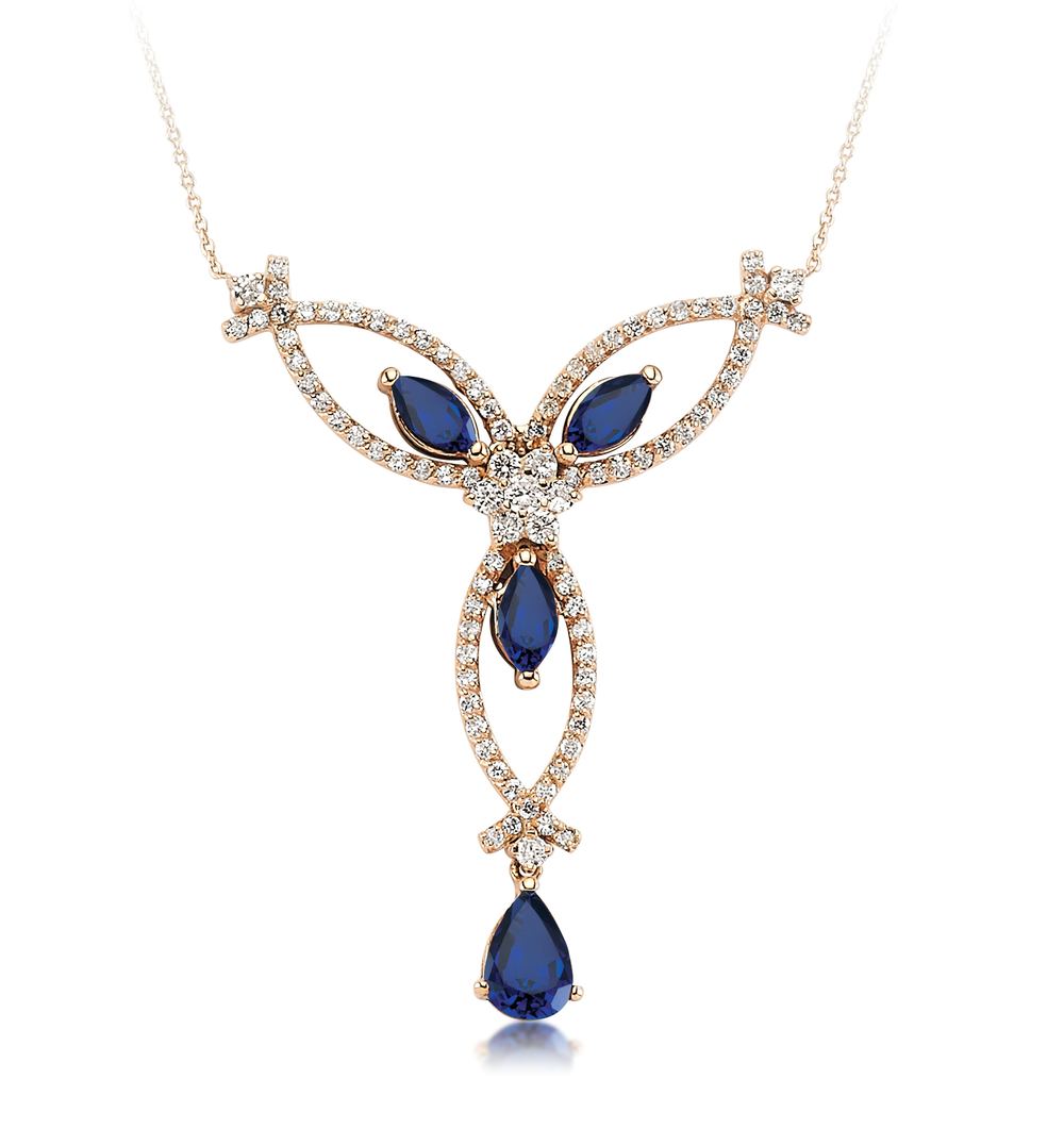1.71 Karat Pırlanta Safir Kolye