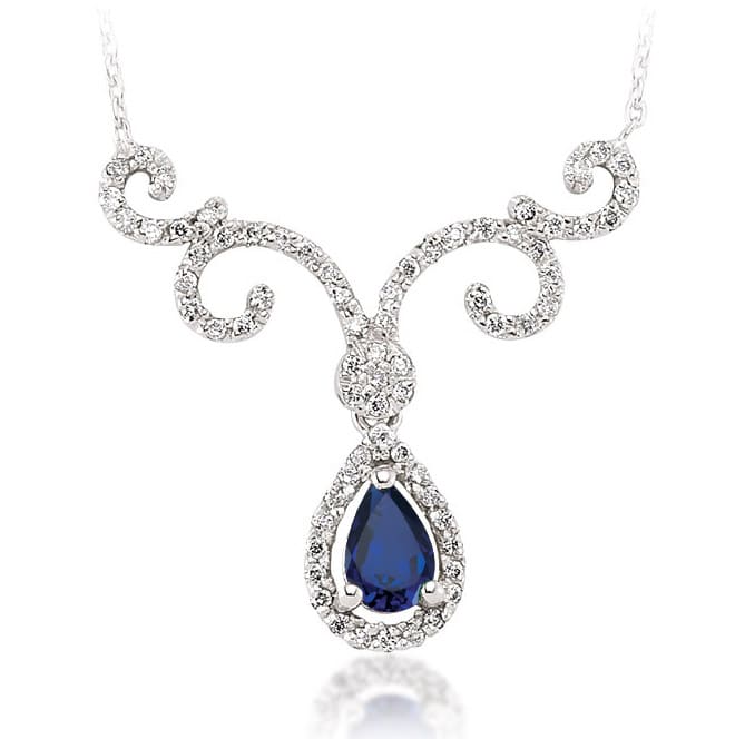 0.90 Karat Pırlanta Safir Kolye