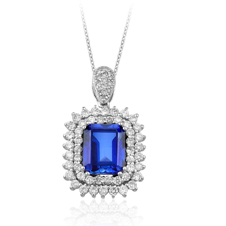 3.10 Karat Pırlanta Safir Kolye
