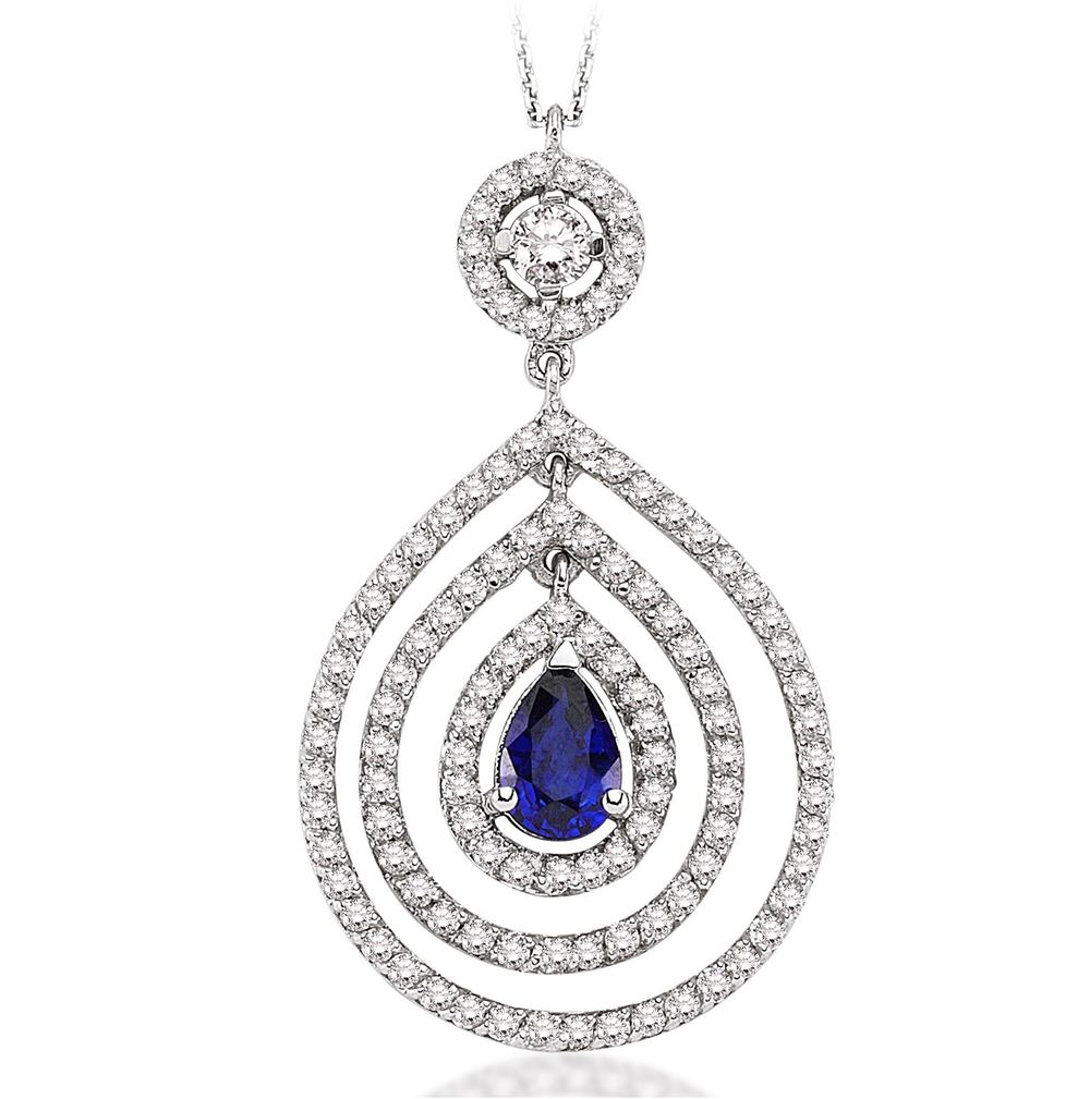 1.13 Karat Pırlanta Safir Kolye