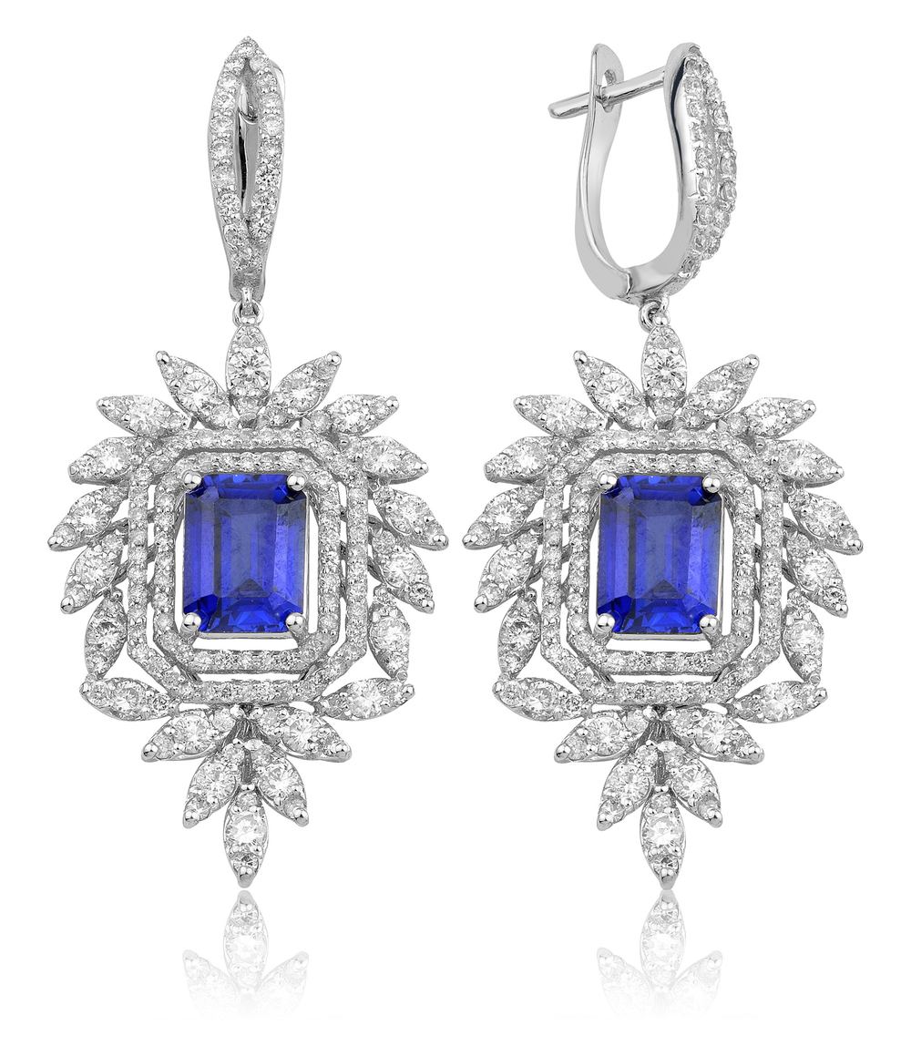 8.31 Karat Pırlanta Safir Küpe