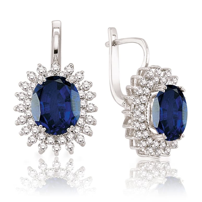 9.18 Karat Pırlanta Safir Küpe