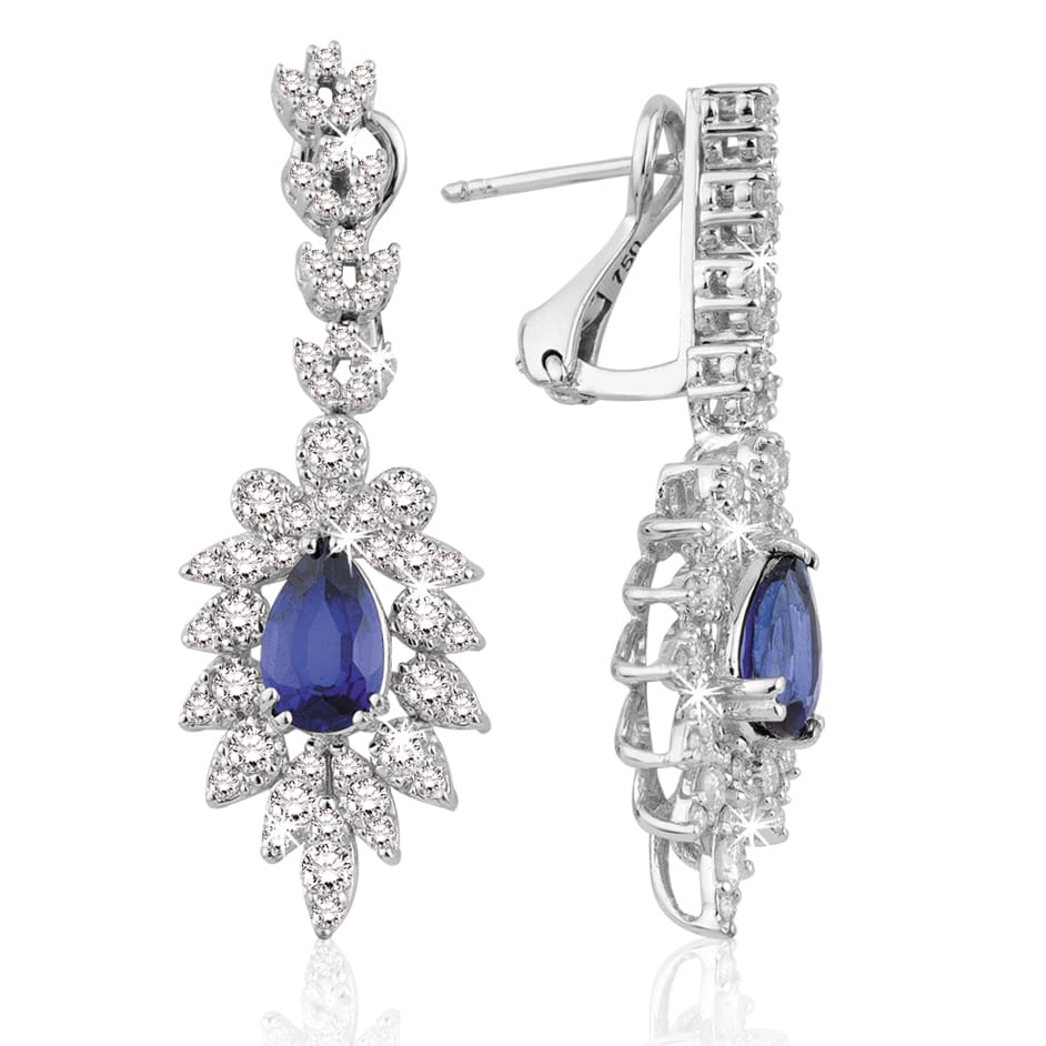 5.13 Karat Pırlanta Safir Küpe