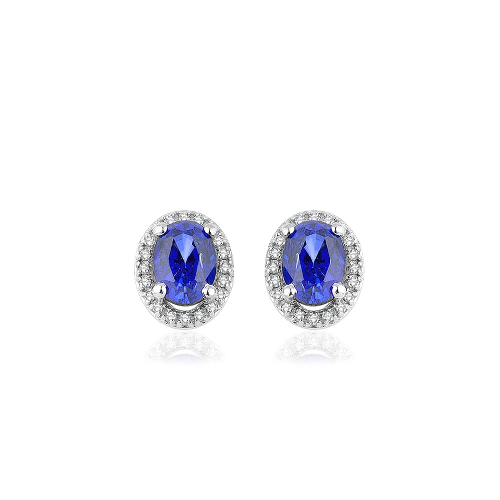 2.13 Karat Pırlanta Safir Küpe