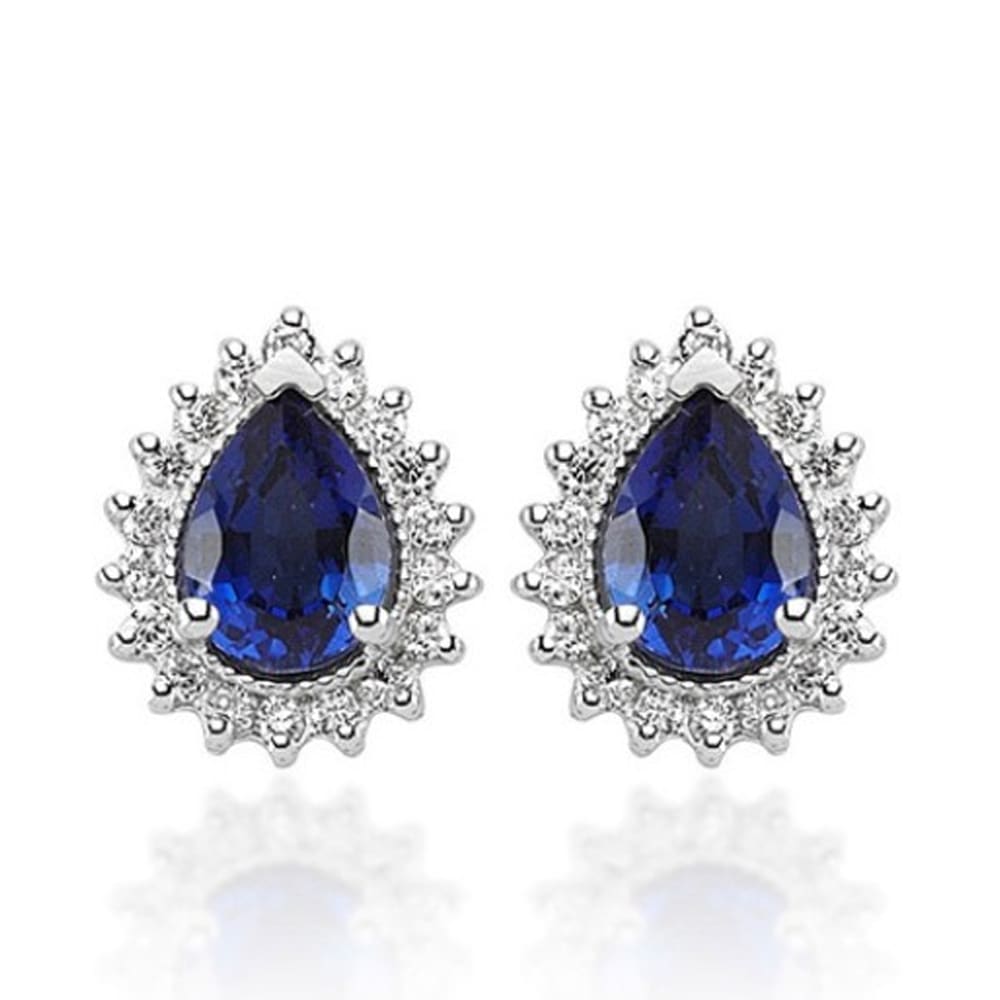 2.90 Karat Pırlanta Safir Küpe