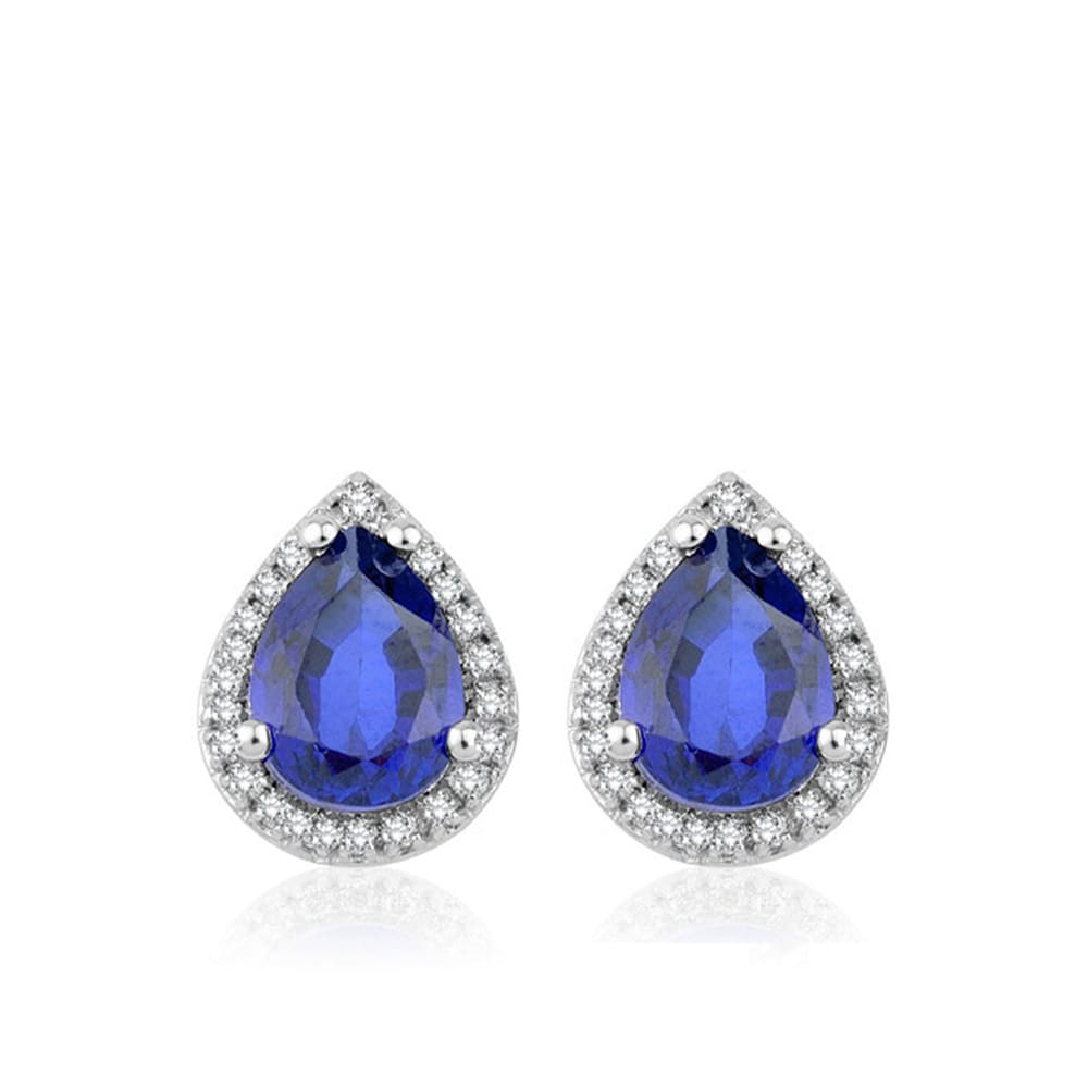 3.10 Karat Pırlanta Safir Küpe