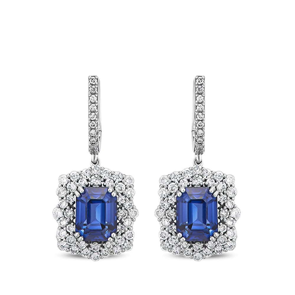 5.33 Karat Pırlanta Safir Küpe