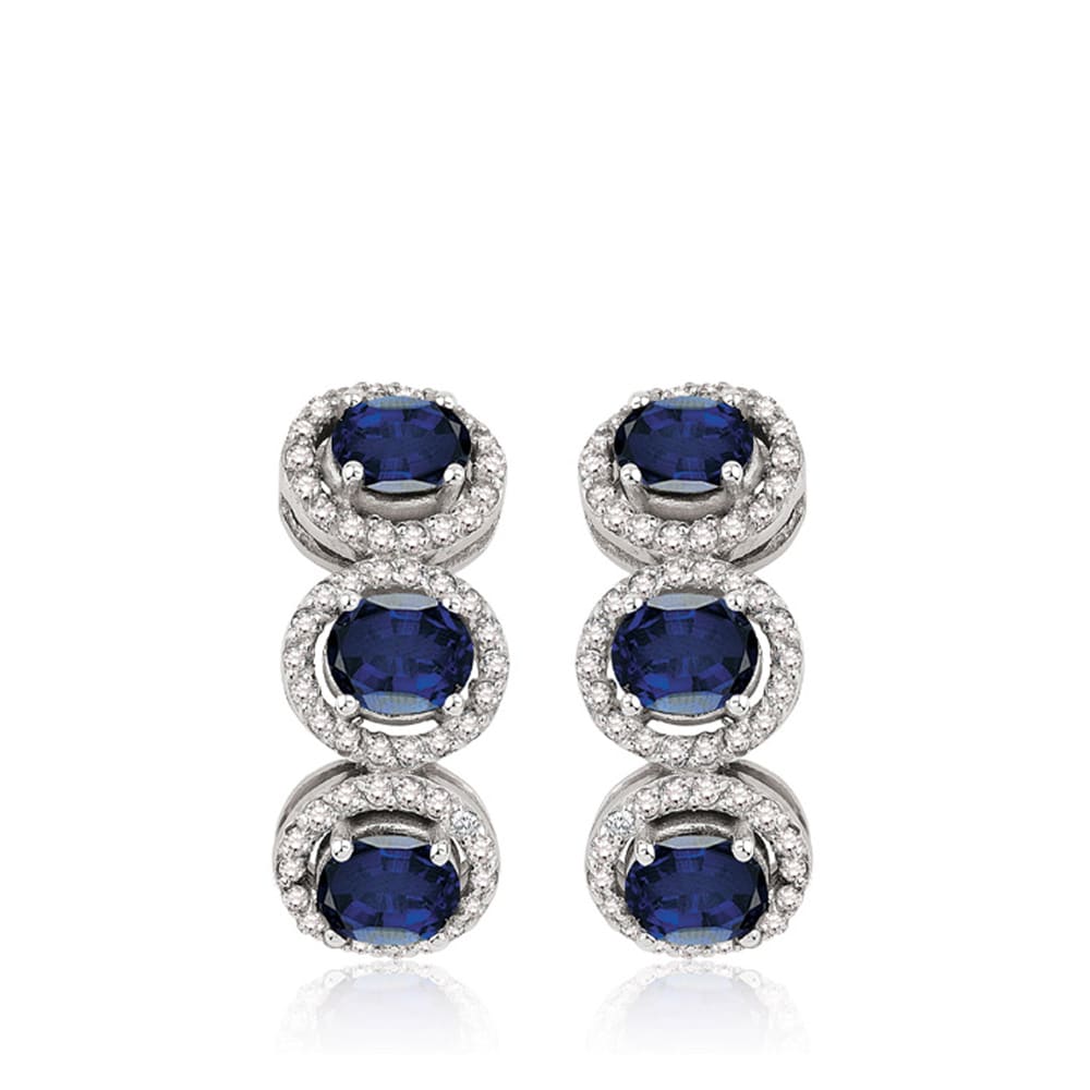 3.80 Karat Pırlanta Safir Küpe