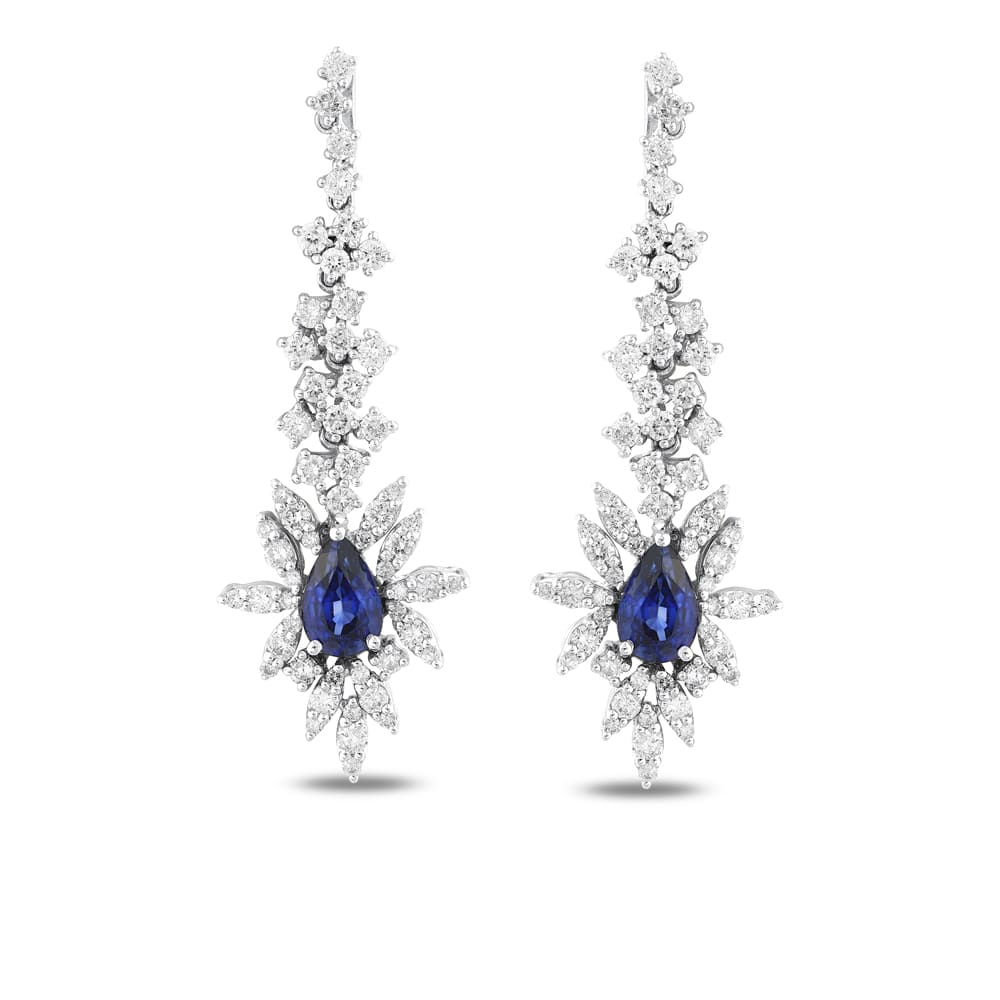 4.08 Karat Pırlanta Safir Küpe