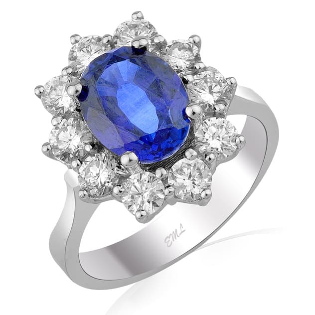 4.13 Karat Pırlanta Safir Yüzük