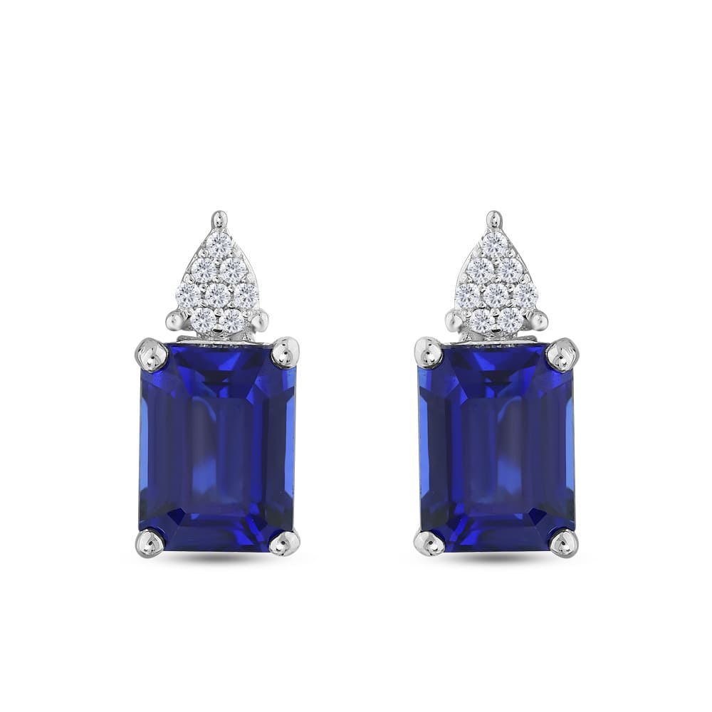 4.36 karat Pırlanta Safir Küpe